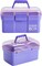 11" Plastic Box Organizer with Removable Tray – Sewing Box Organizer (Purple)